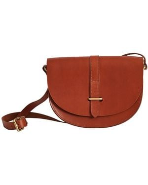 VIDA VIDA Luxury Leather Saddle Bag With Brass Fastening - Brown
