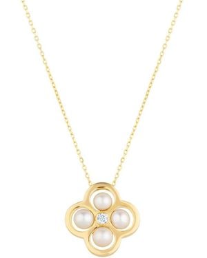 Lulu B London Statement Four Pearl Clover Necklace - Metallic