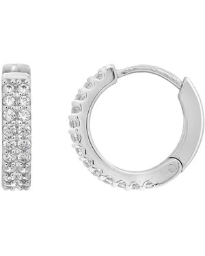 Diamonbliss Embellished With Swarovski Plated Double Row Huggies Earrings - White