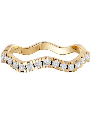 Aya Fine Jewelry 0.27 Ctw Round Brilliant Diamond Curved Wedding Band Wave Ring - Metallic