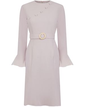 K-Win London Blush A-Line Belted Dress - Pink
