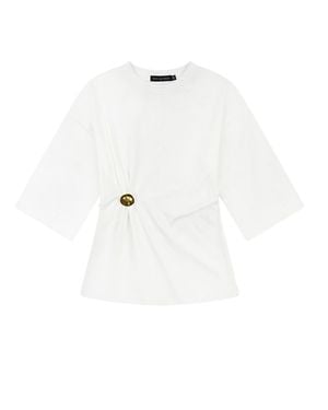 Rave on Trend Brooch Gather Tee - White