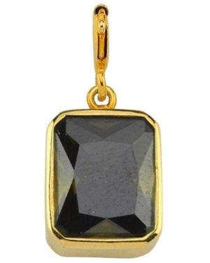 LINYA JEWELLERY Rectangular Crystal Charm - Green