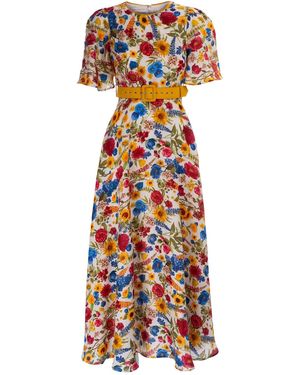 Sofia Tsereteli Blossom Garden Linen Dress - Orange