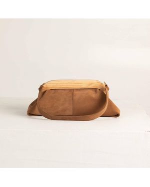 Tarea Studio Neutrals Camel Bella Suede Leather Bag - Brown