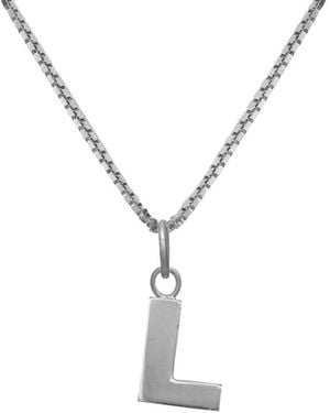 Edge Only Letter Pendant "L" Initial Necklace Sterling - Metallic