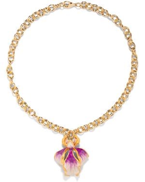 The Pink Reef Single Sculpted Iris Necklace - Metallic