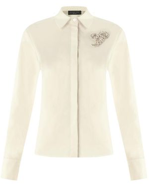 Exquise Neutrals Zoya Shirt Embellished Shirt Collar Shirt - White