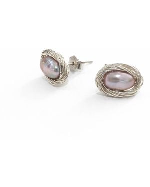 Pearl Code Formal Pearl Stud Earrings - Metallic