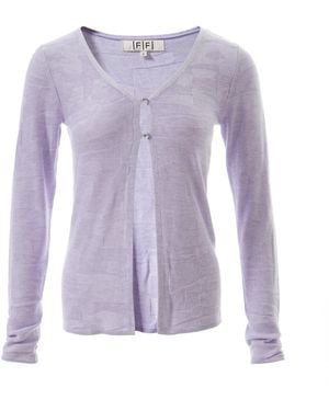 Fully Fashioning Victoria Geometric Jacquard Knit Cardigan - Purple