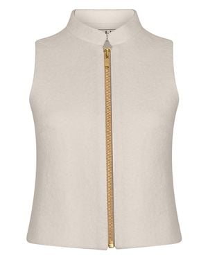 F.j.k by Farah Kadhimi Vienna The Ivory Wool Sleeveless Top With Zip - Black