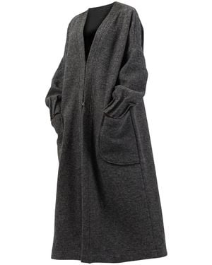 Nikka Place Chunky Oversized Boiled Wool Cardigan With Huge Pockets - Black