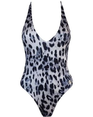 Ak Royalty Resortwear Laguna One Piece Swimsuit Snow Leopard - Blue