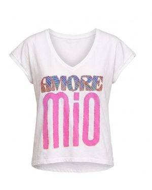 Tantra Spain Sl Tshirt With Painted Text Amore Mio And Beads - Pink