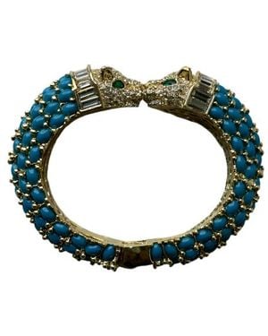 Laura Gray Dark Double Headed Panther Bracelet - Blue