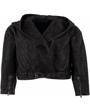 Mauritius Soft Suede Hooded Shirt-Jacket Anna - Black