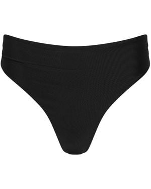 Playaluxe Capri Ruched High Waist Thong Bikini Bottom - Black