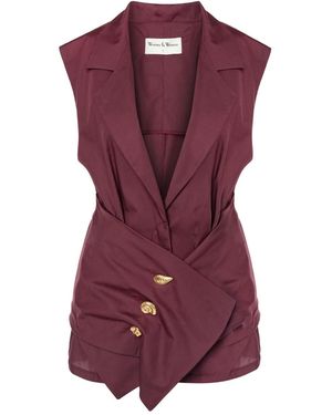 Women & Women Plum Cotton Vest Shirt With Decorative Belt - Purple