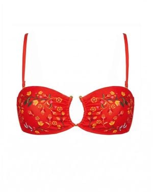 Jessie Zhao New York Scarlet Bloom Reversible Square Bandeau Top - Red