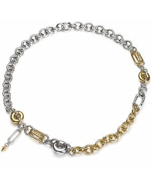 Kirei Urban – Stainless Steel Interlinked Chain Statement Necklace - Metallic