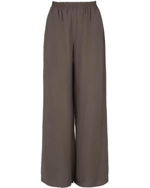 Conquista Khaki Palazzo Trousers - Brown