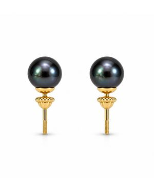 Pearl Code Pearl Stud Earrings - Black
