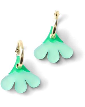 By Chavelli Acrylic Baby Daisy Hoop Earrings - Green