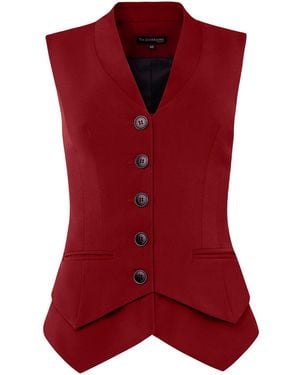 Tia Dorraine Fitted Single-Breasted Waistcoat - Red