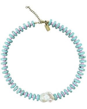 Christina Greene New Outlook Baroque Pearl Beaded Necklace - Blue
