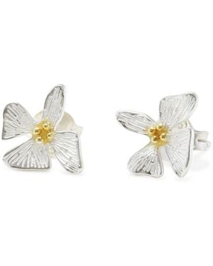 Isla Silver Mixed Metal Floral Stud Earrings - Metallic