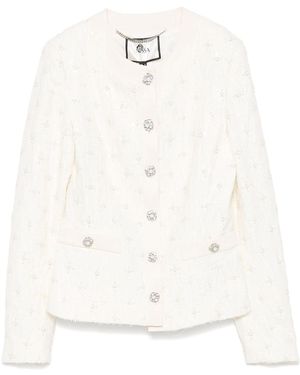 Nissa Embroidered Jacquard Jacket - White