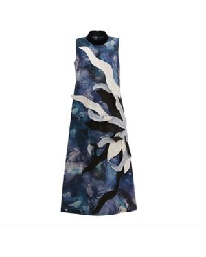 Julia Allert High Neck Sleeveless Dress Abstract Print - Blue