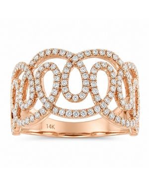 Artisan Rose 14K Rose Diamond Openwork Statement Ring - Metallic