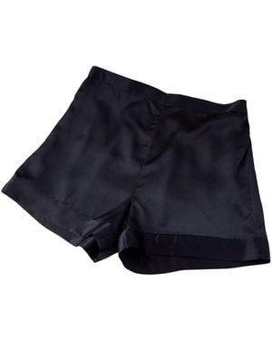 Soft Strokes Silk Pure Mulberry Silk High-Waisted Shorts - Blue