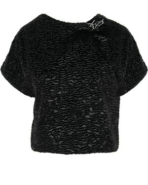 Silvia Serban Astrakhan Cropped Top - Black