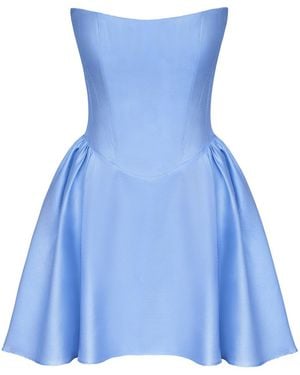POST MERIDIEM Tuck Corset Mini Dress - Blue