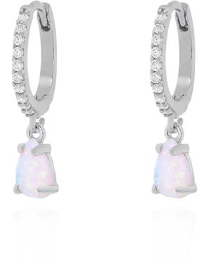 Luna Charles Eva Opal Charm Drop Huggies - White