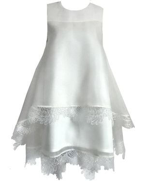 Langner Lace Trimmed Silk Mini Dress - White