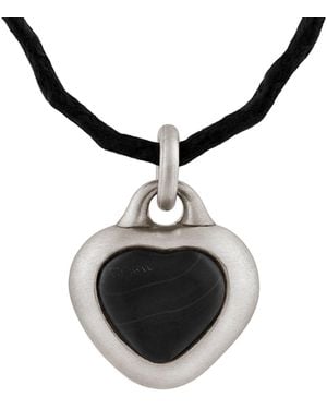 Snake Bones Framed Stone Heart Pendant - Black
