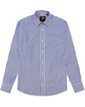 Gresham Blake Stripe Single Cuff Shirt - Blue