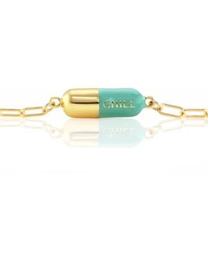 Kris Nations Chill Pill Enamel Bracelet Gold Filled & Turquoise Enamel - Blue