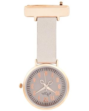 Bermuda Watch Company Annie Apple/ Leather Nurse Fob Watch Numeral Dial - Metallic