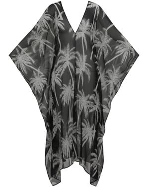 Coco Riko Ibiza Neutrals Johanna Maxi Kaftan Mono Palm - Black
