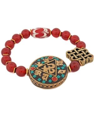 Ebru Jewelry Sacred Om Carnelian & Tibetan Mantra Beaded Bracelet