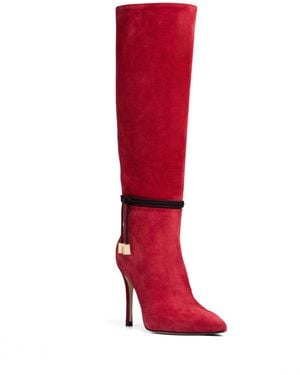 Beautiisoles by Robyn Shreiber Made in Italy Lindsay Suede Tall Boot Comfortable & Sexy Stiletto For Valentine - Red