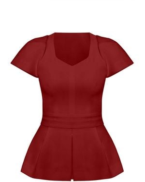 Tia Dorraine Short-Sleeved Fitted Top - Red