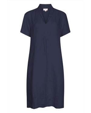 NoLoGo-chic Elodie Short Sleeve Midi Dress Linen - Blue