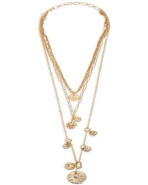 Saachi Hammered Coin Dangle Necklace - Metallic