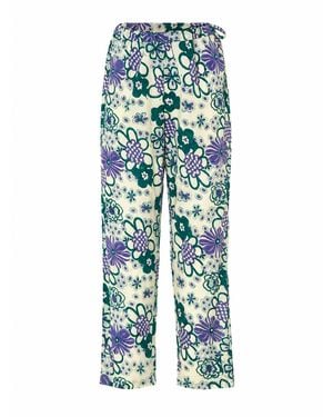 Par Y Escala Sl Federica Trousers Flowers - Blue