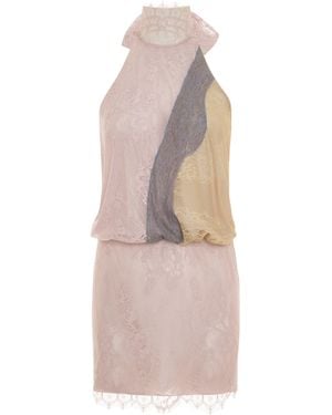 Maison sél Halter Neck Mini Dress - Pink